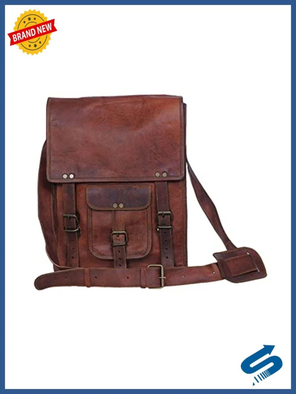 Leather Crossbody Messenger Satchel Tablet Bag 11 inches